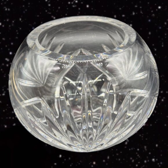 Wedgwood Clear Crystal Glass Rose Bowl Hand Made In England Decorated Marked 4”T - Picture 9 of 11